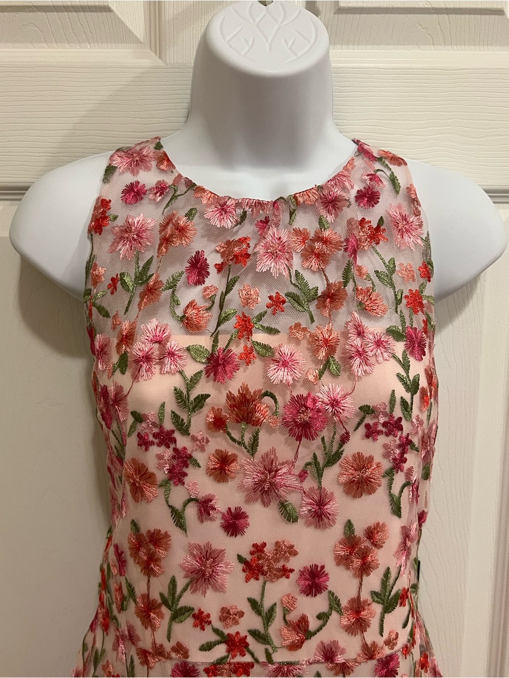 NWT Adrianna Papell Floral Embroidered Flounce Halter Pink Multi Dress Size 10 - Picture 13 of 16